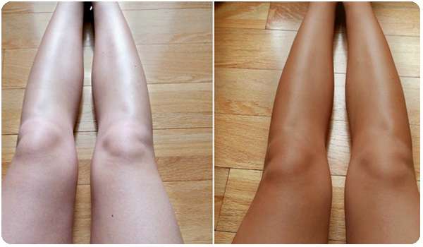 Ноги до и после применения жидких колготок Smart Skin